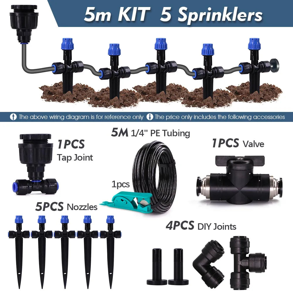 Adjustable 8-Hole Dripper Garden Irrigation Kit | RBCFHI 5m Kit