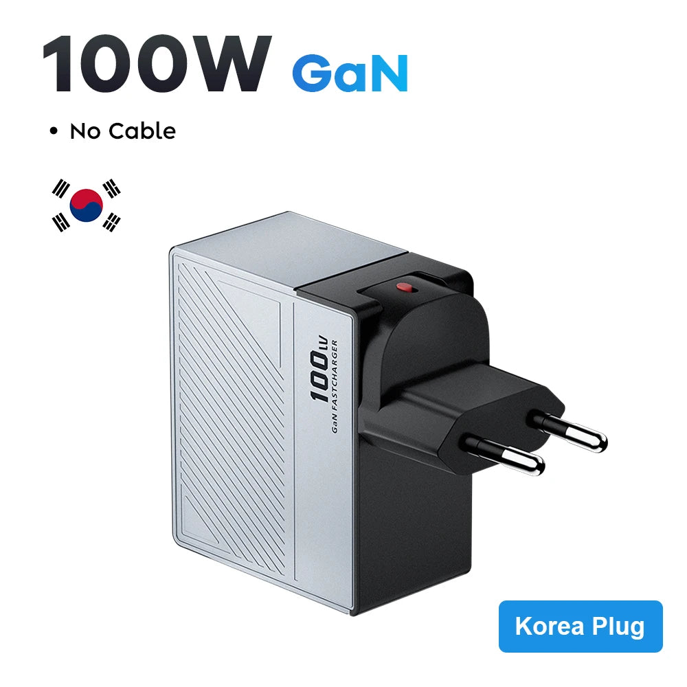GaN USB Charger 100W &ndash; Ultra-Fast Charging for Multiple Devices Korean Plug