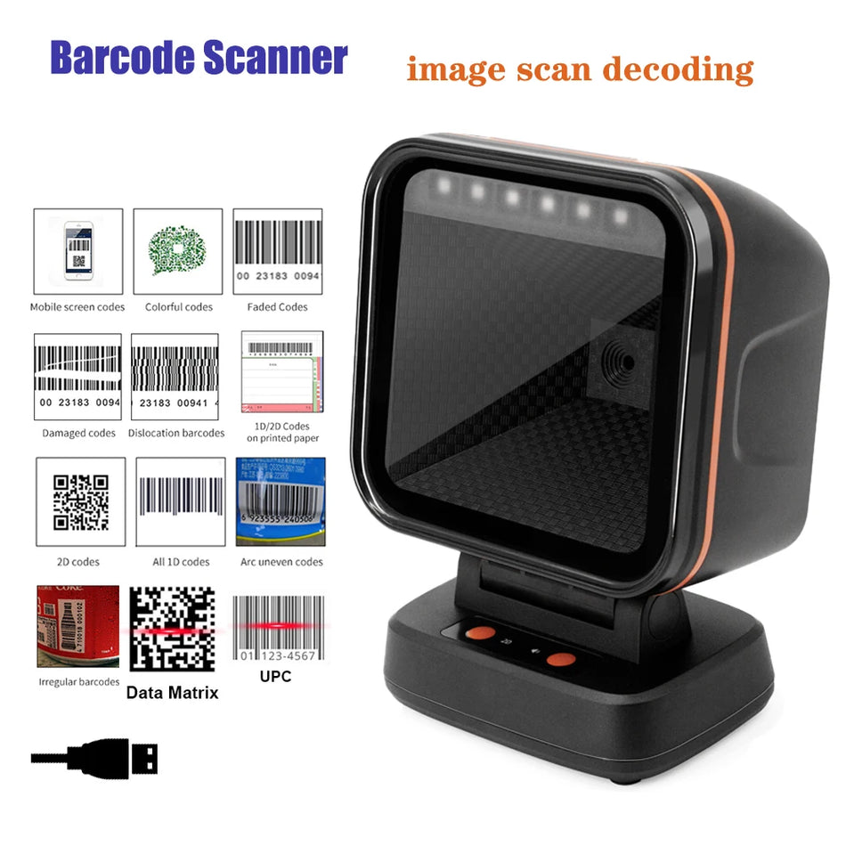 High-Performance 2D Barcode Scanner with Global Exposure &amp; Hands-Free Operation