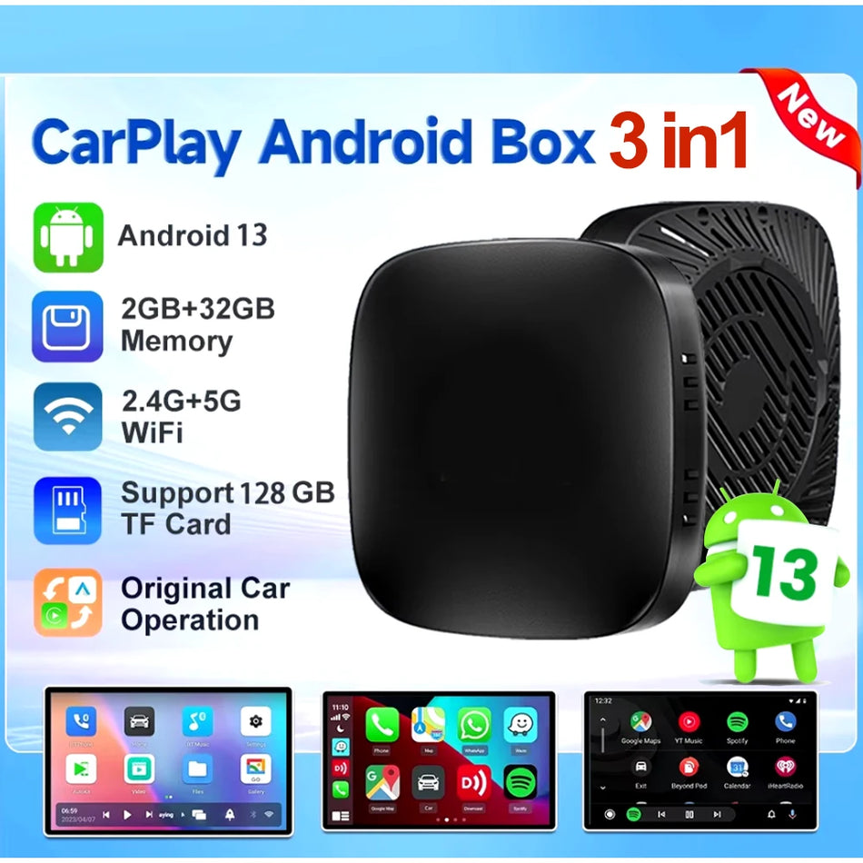 Android 13 CarPlay Box met Netflix, YouTube, Draadloze CarPlay, Android Auto
