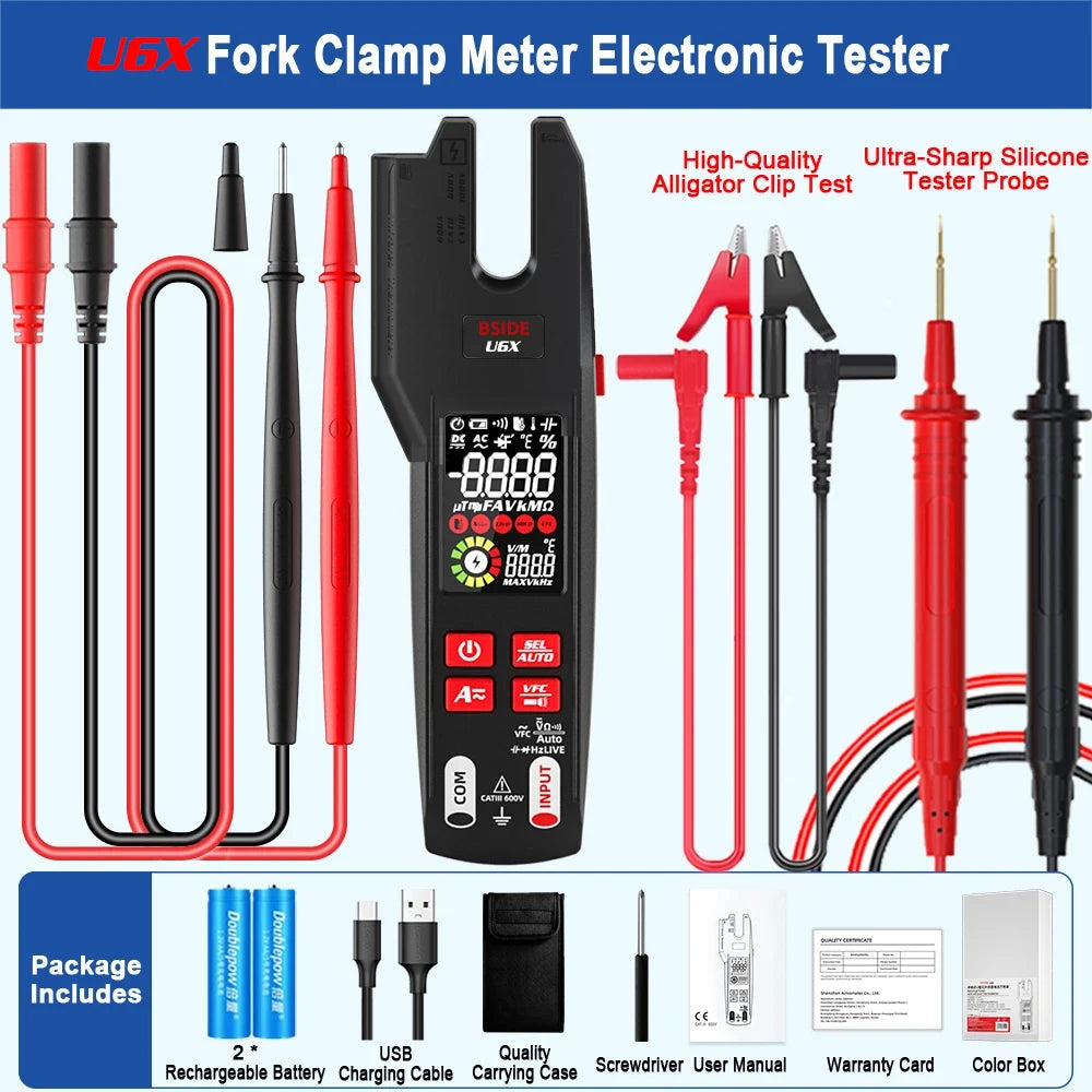 TK HOT BSIDE U6 Clamp Meter &ndash; 600A Auto Digital Multimeter BSIDE U6X KIT / CHINA