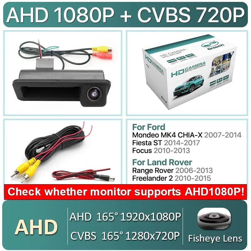 AHD 1080P Vehicle Rear View Handle Camera for Ford Focus 2 MK2 Mondeo MK4 S-Max C-Max Kuga MK1 Fiesta MK7 RoverRange Freelander2 by InterCyprus Trading Ltd