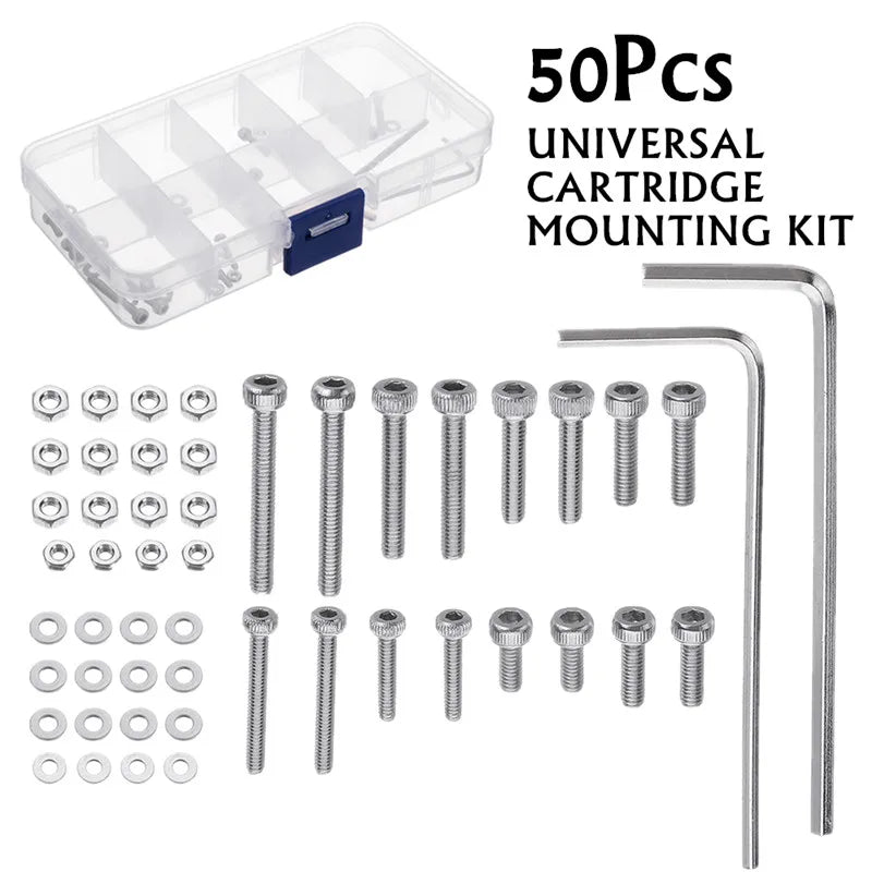 M2.5 Headshell Mounting Kit, 50 Pcs Stainless Steel Bolts and Nuts, with Case