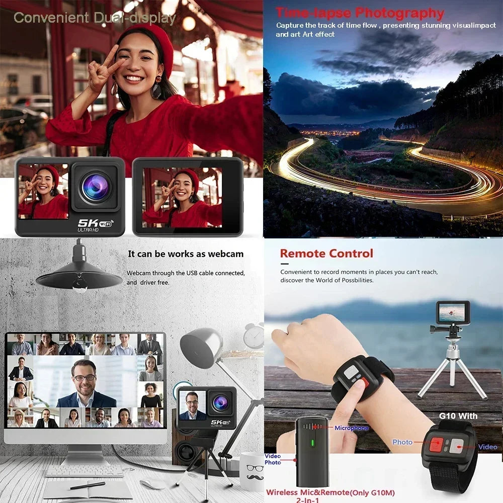 HUAFANT Action Camera &ndash; 5K Ultra-HD with Dual Screens