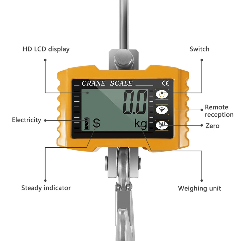 1000kg 2000lb Industrial Digital Crane Scale With LCD Remote