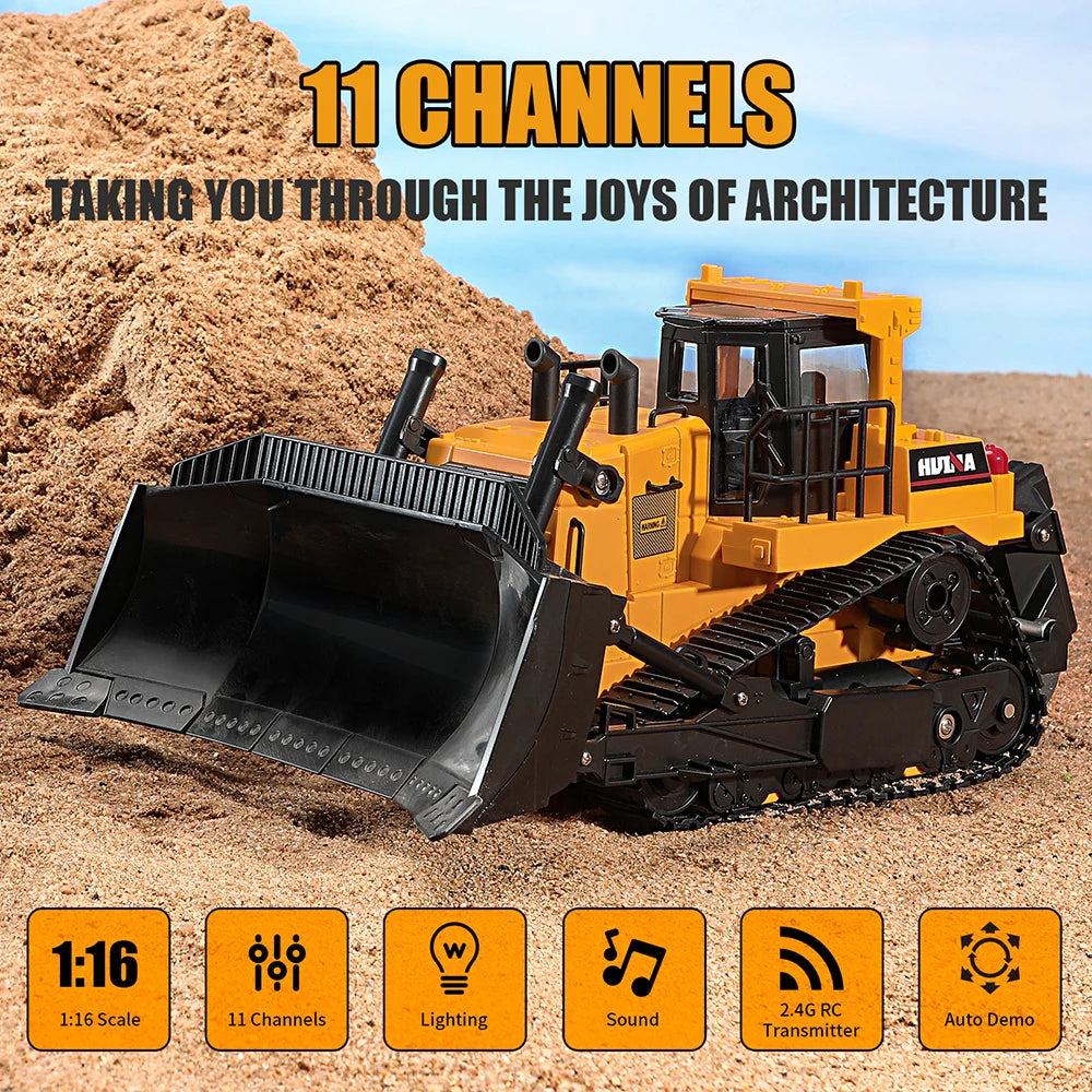 Huina 1554 11 Channel RC Bulldozer &ndash; Durable Kids Toy