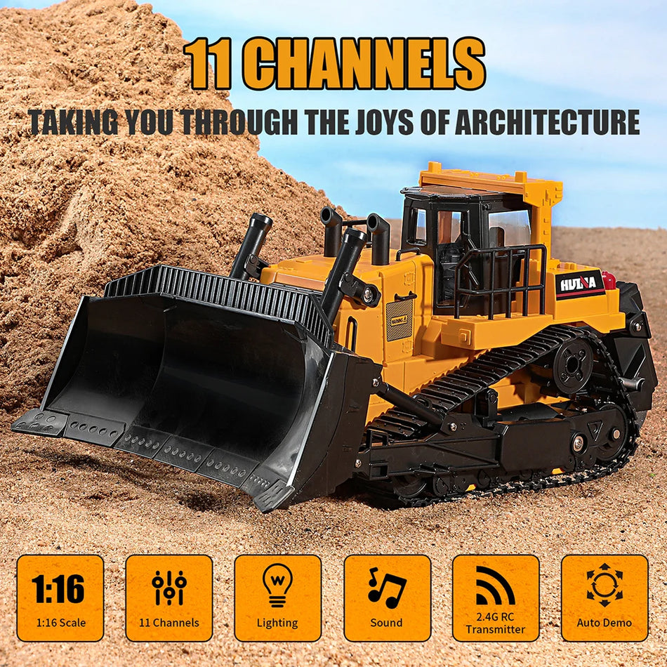 Huina 1554 11 Channel RC Bulldozer &ndash; Durable Kids Toy