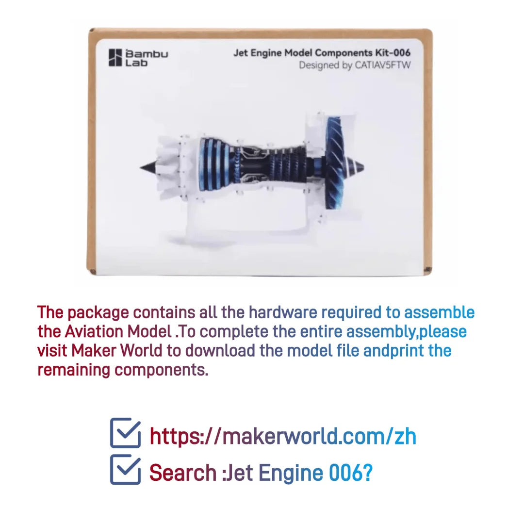 Bambu Lab 3D Printing DIY Jet Engine Model Parts Kit Aviation Model / DIY Parts Kit