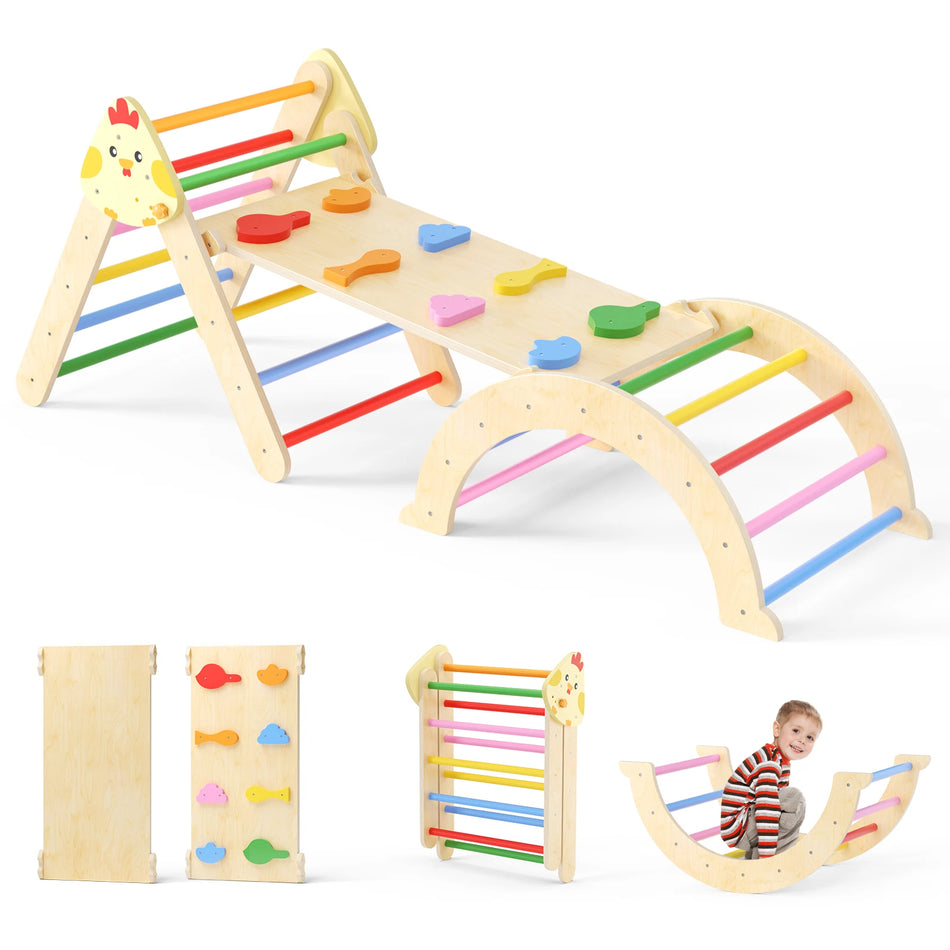 Деревянный 7 в 1 Игровой комплекс для малышей с рамой для лазания внутри