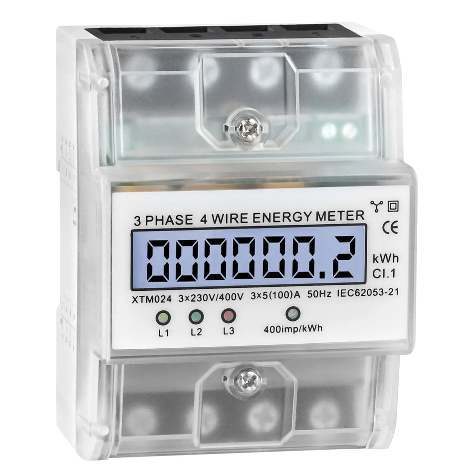 Tre-fase fire-leder digital måler 230 400V 5 til 100A LCD