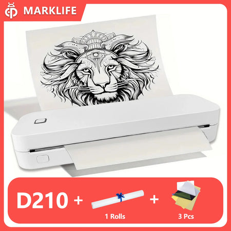 Portable A4 Thermal Printer - Bluetooth Enabled For Travel D210 White A