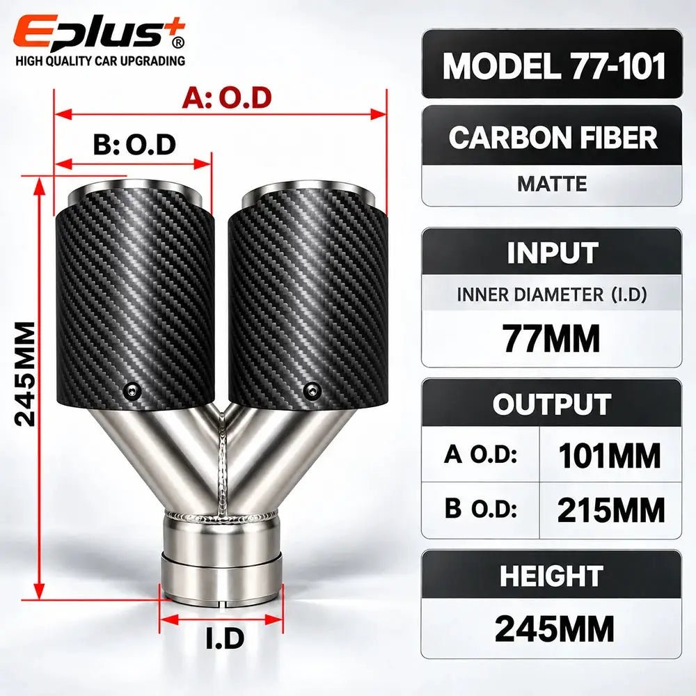 Y Shape Double Exit Carbon Fiber Glossy&Matte Universal Car Exhaust Muffler Tip Mufflers Nozzle Decoration Stainless Silver by InterCyprus Trading Ltd