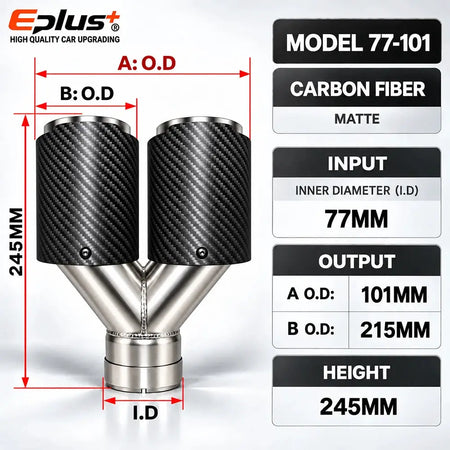 Y Shape Double Exit Carbon Fiber Glossy&Matte Universal Car Exhaust Muffler Tip Mufflers Nozzle Decoration Stainless Silver by InterCyprus Trading Ltd