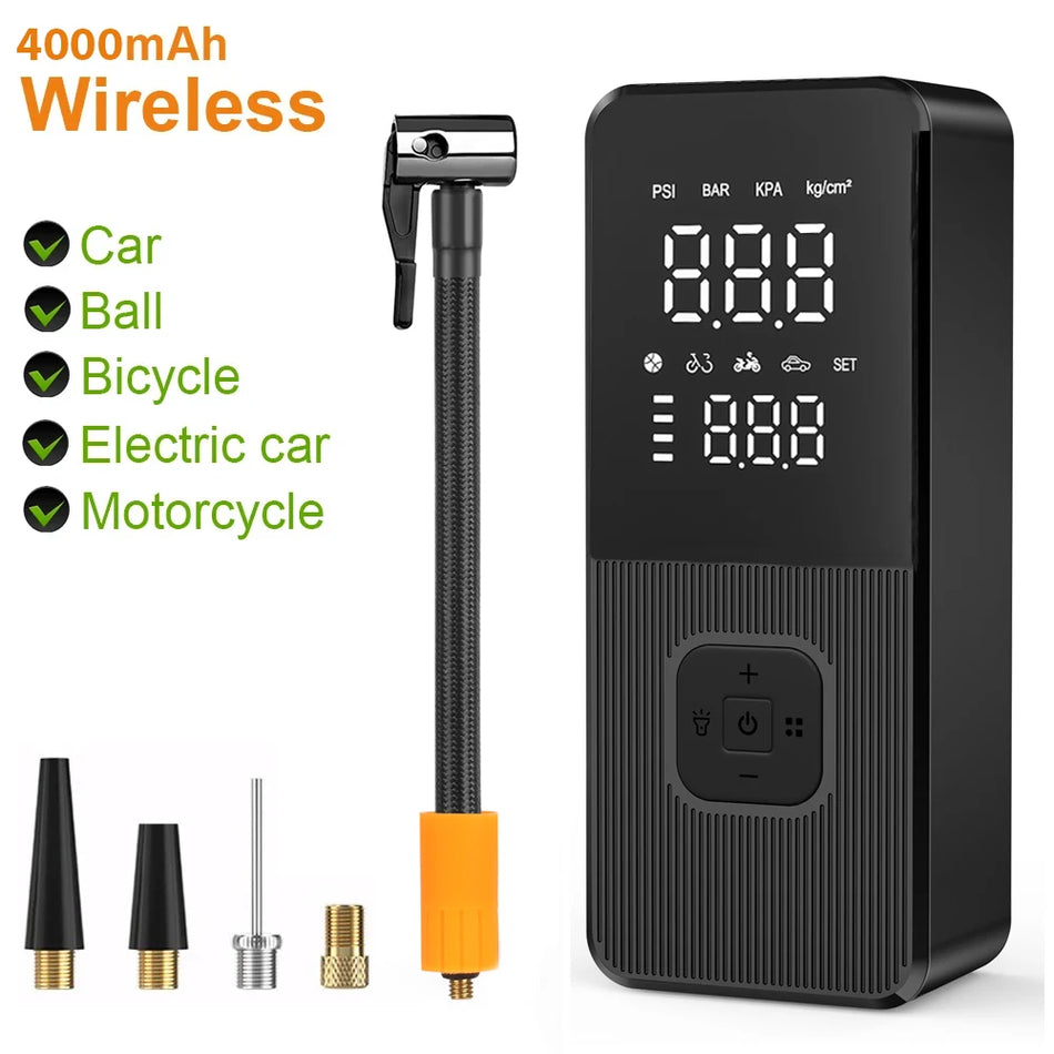 Pompa portabilă wireless pentru anvelope 150psi cu afișaj digital, pompă pentru mașină și bicicletă