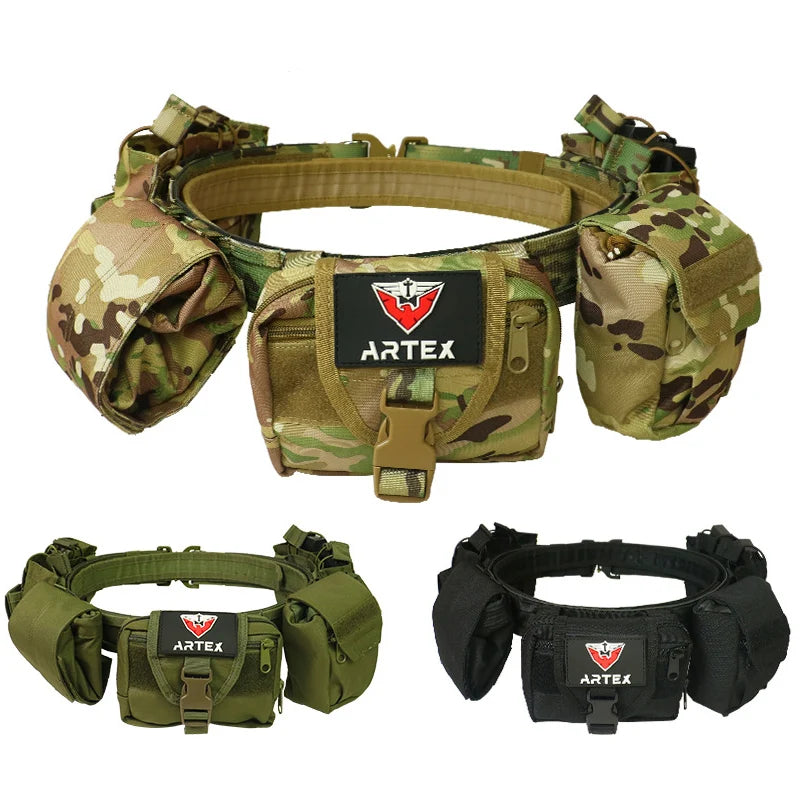 Adjustable MOLLE Tactical Belt Nylon Waist Band For Outdoor Patrol