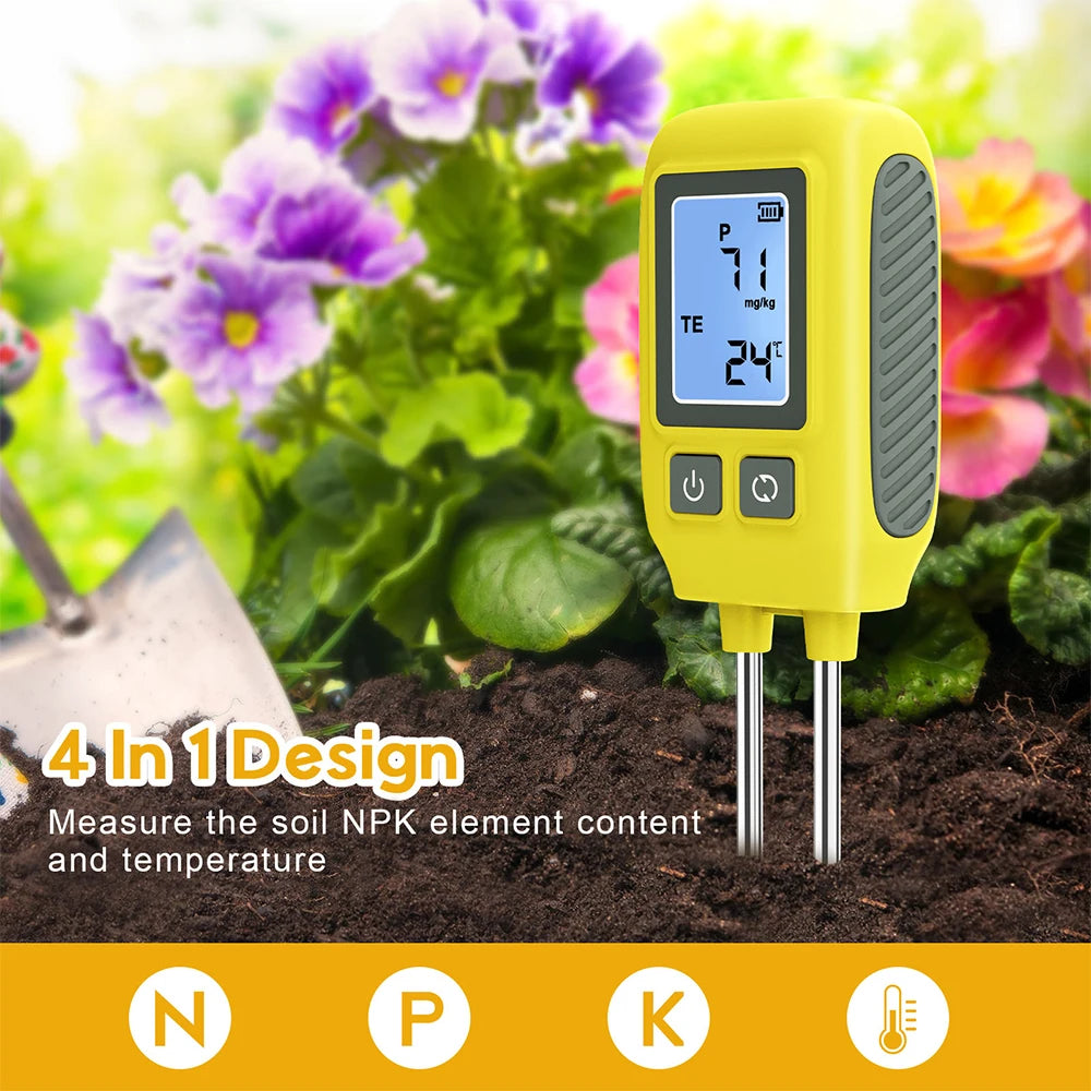 4 In 1 Soil Tester &ndash; Backlit LCD NPK Meter For Garden Farm