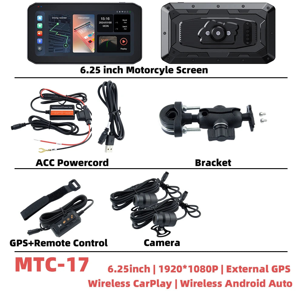 EKIY Wireless CarPlay Moto &ndash; Portable Motorcycle GPS Navigation Screen MTC-17-DT / CHINA / None