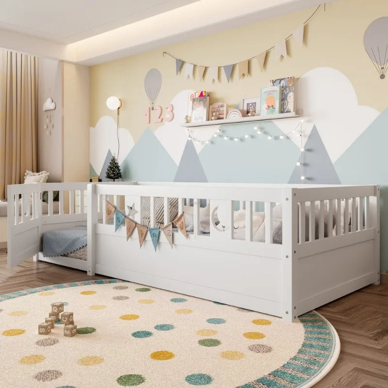 Lamelseng 90x190 med sikkerhedsgelænder Stjerne Måne Dekor Minimalistisk