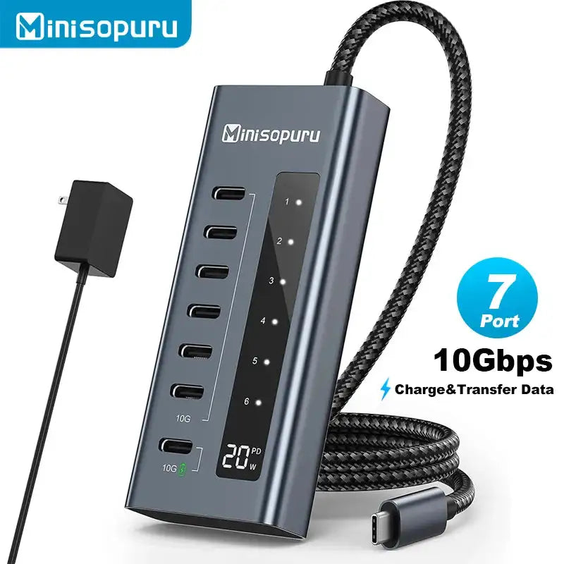 Minisopuru USB C Hub 7 In 1 For MacBook Pro iPad 10Gbps