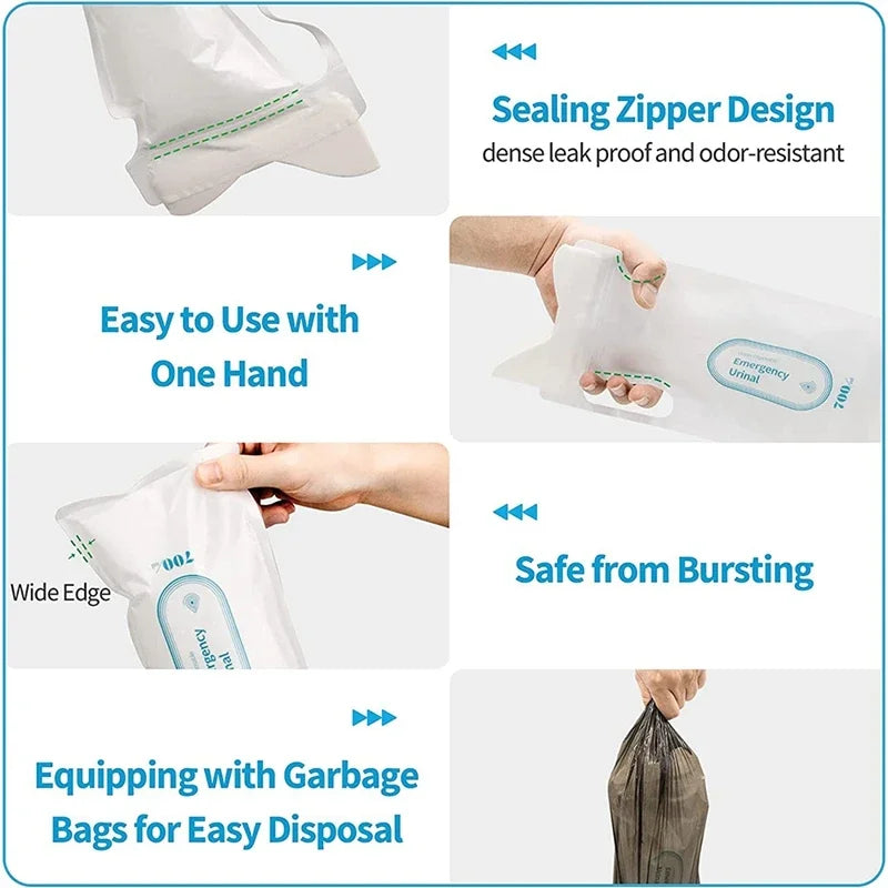 Emergency Car Urine Bag - Leakproof Portable Urinal