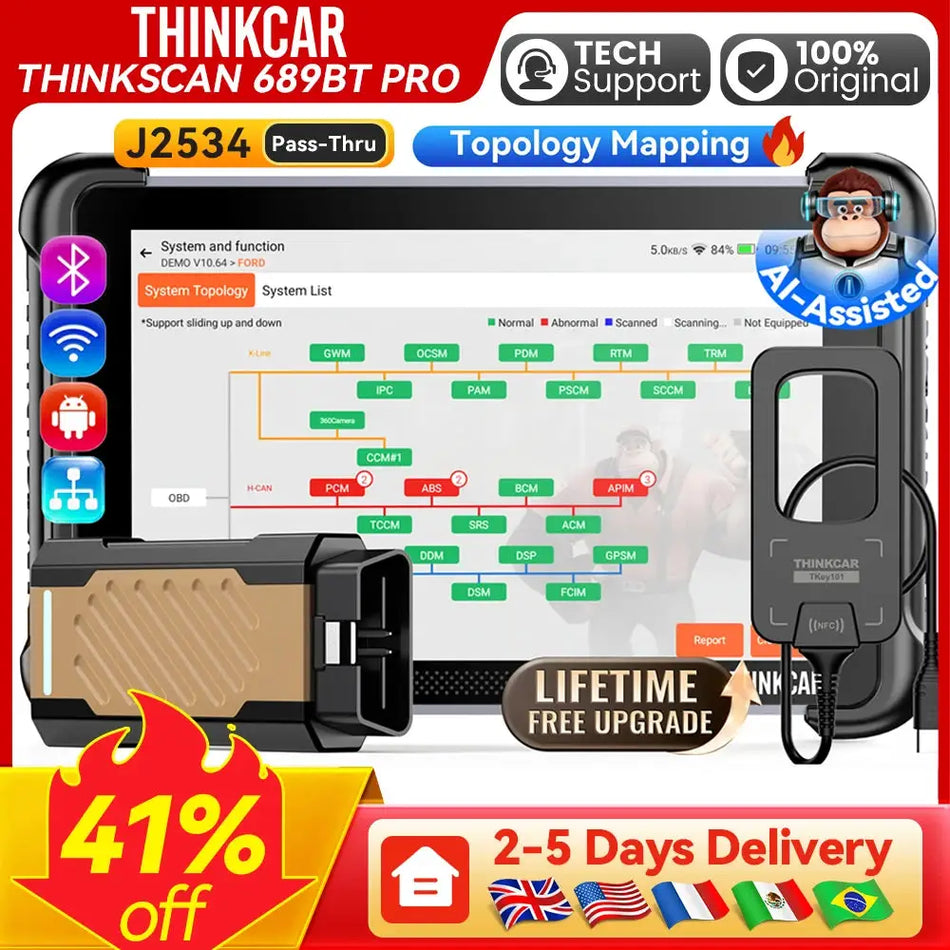 ThinkScan 689BT Pro OBD2 Scanner With Topology Map And 35 Service Resets by InterCyprus Trading Ltd