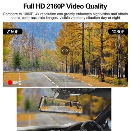 ACCEO A37P 4K Dash Cam Rearview Mirror &ndash; 10 Inch Touch