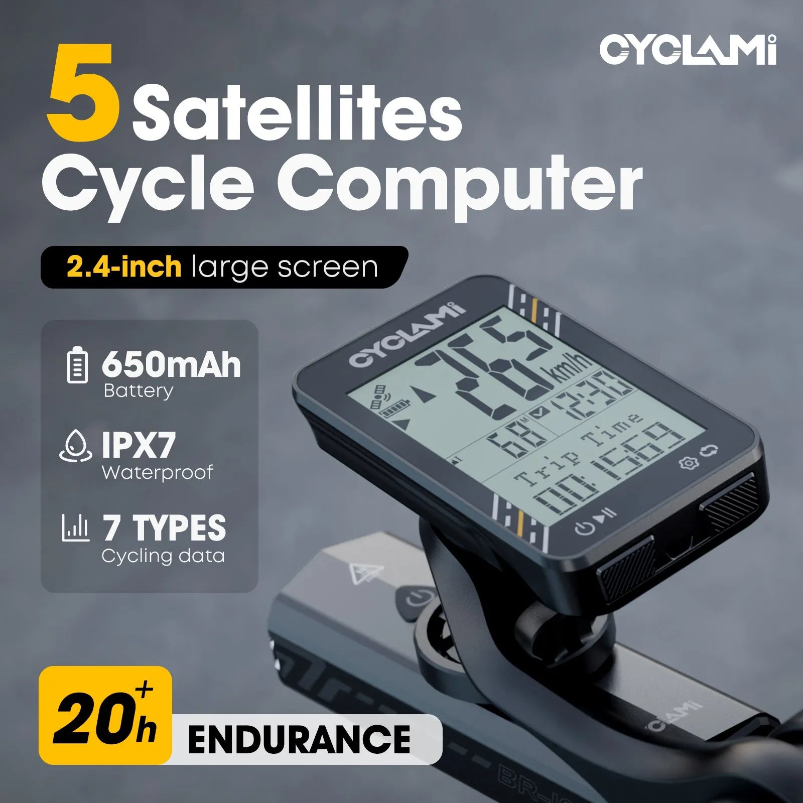 CYCLAMI BKV-310 &ndash; IPX7 Waterproof GPS Bicycle Computer