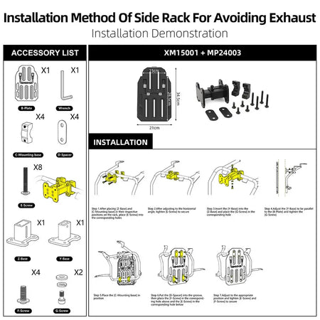 Rhinowalk Side Bag Accessories For MJX2004 To Install Bag To Fit Irregularly Curved Rack Extender Avoid Exhaust Pipe Install by InterCyprus Trading Ltd