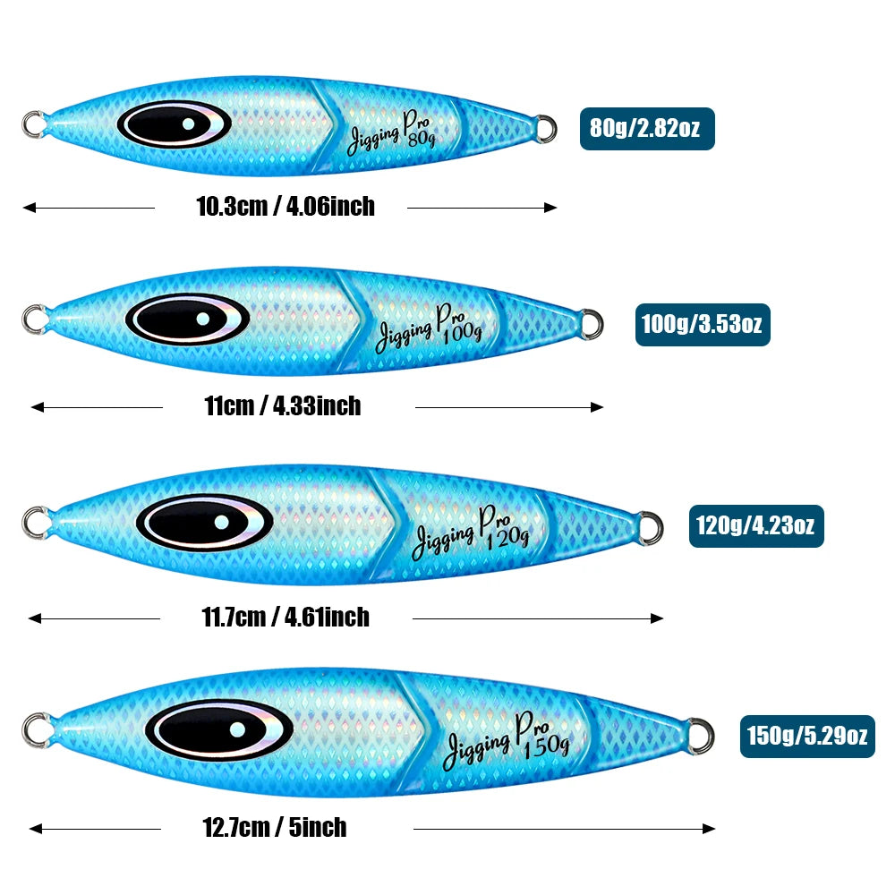 JIGGING PRO Slow Jigging Lure - 80g, 100g, 120g, 150g Saltwater Fishing Jigs