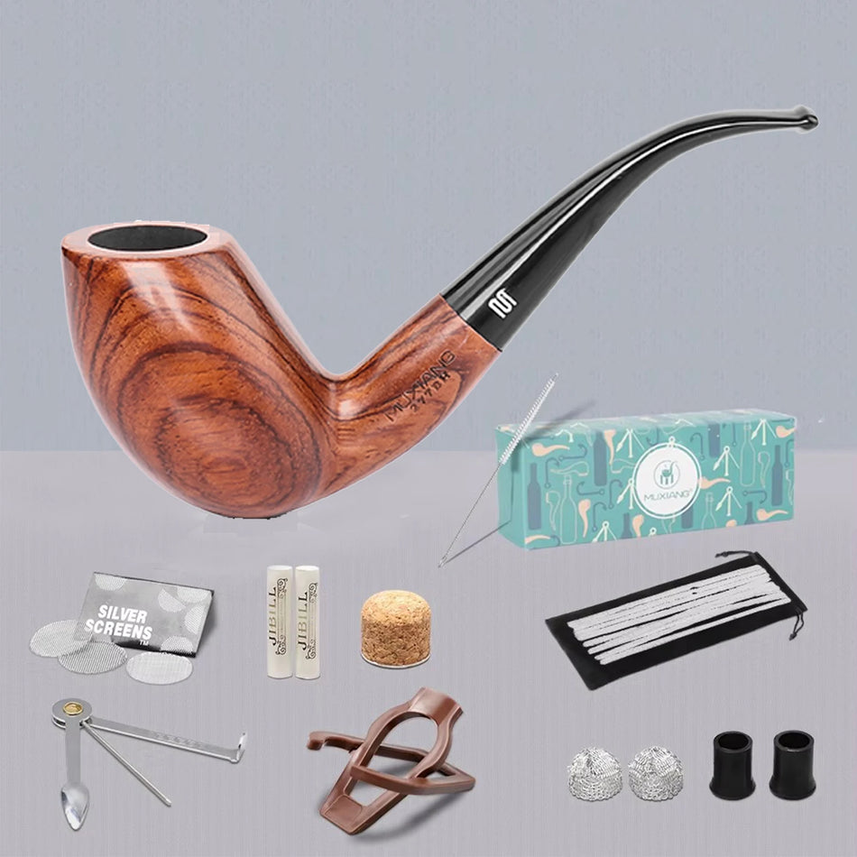 Pipa per tabacco in legno di pero JIBILL con filtro 9mm Scatola regalo Tulipano