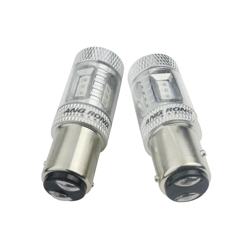 Angrong 2x BAZ15d 7225 ampoules LED pour lumière de frein arrière rouge