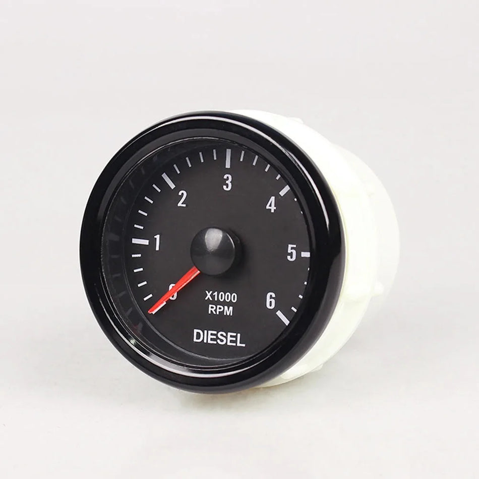 52mm Ταχόμετρο με Λευκό Φωτισμό, 0-6000 RPM για Ντίζελ Μηχανές 1-20 Κυλίνδρων, 12V