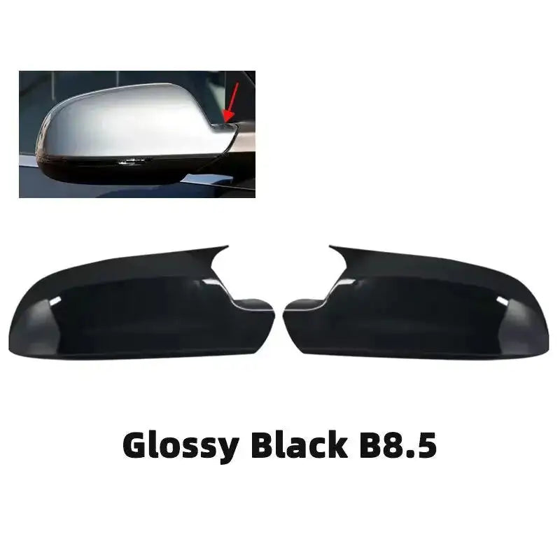 Audi Rearview Mirror Cover Wing Cap Exterior Door Shell Trim Glossy Black-B8.5