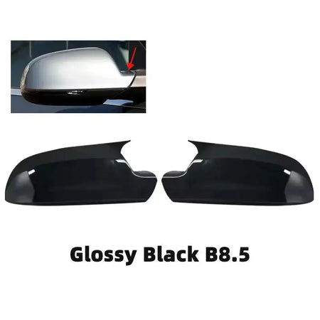 Audi Rearview Mirror Cover Wing Cap Exterior Door Shell Trim Glossy Black-B8.5