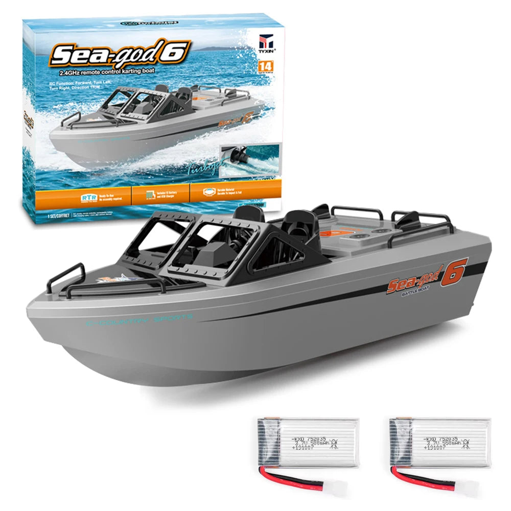 TX693 1/12 RC Boat &ndash; Brushless High Speed Racing Craft Gray 2 Batteries