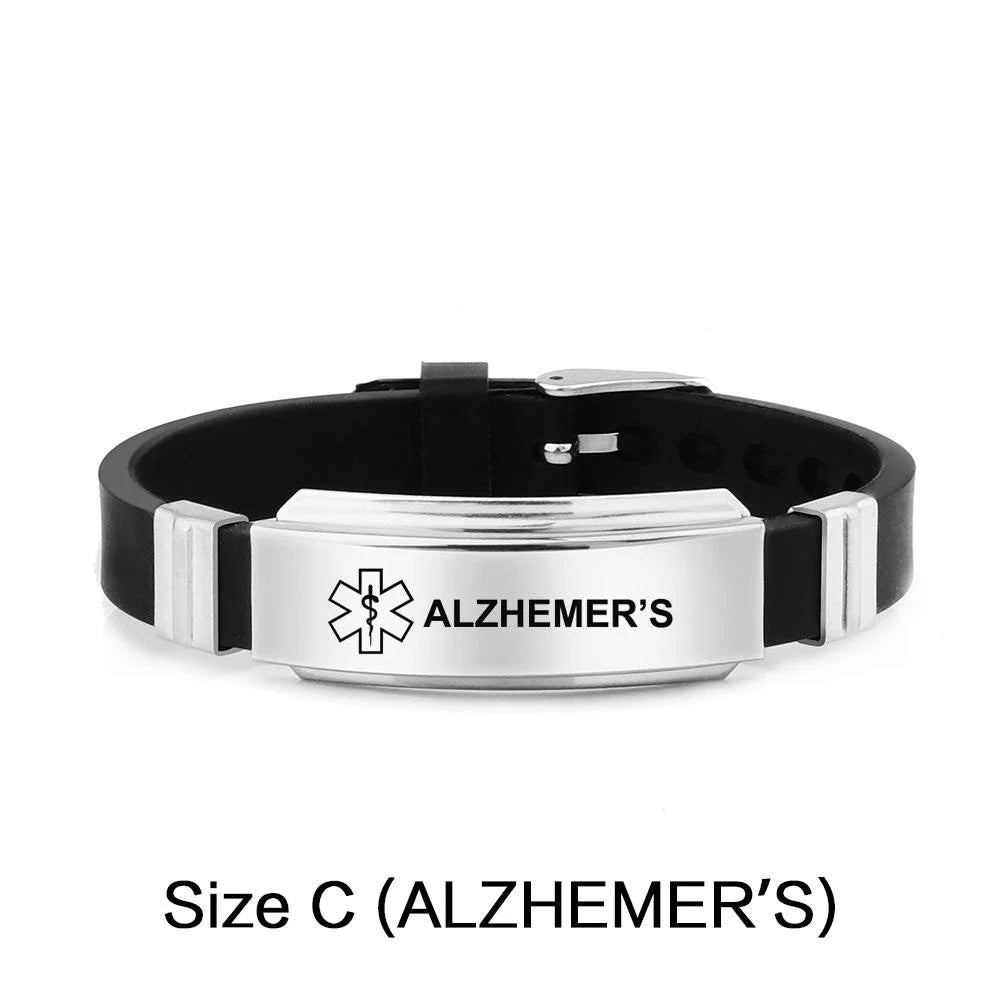 Stainless Steel Medical Alert Bracelet - 15 Styles ALZHEMER S