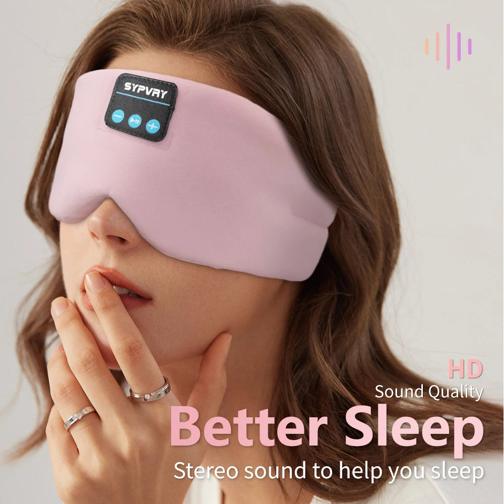Bluetooth Sleep Headphones Eye Mask for Men and Women - Wireless Noise-Cancelling Blackout Travel Mask for Insomnia and Side Sleepers
