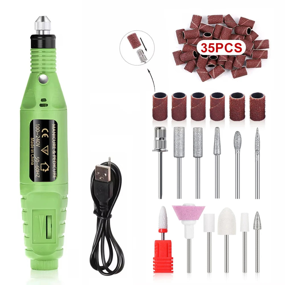 YIKOOLIN Portable Nail Sander Set &ndash; Strong Polishing Tools Green