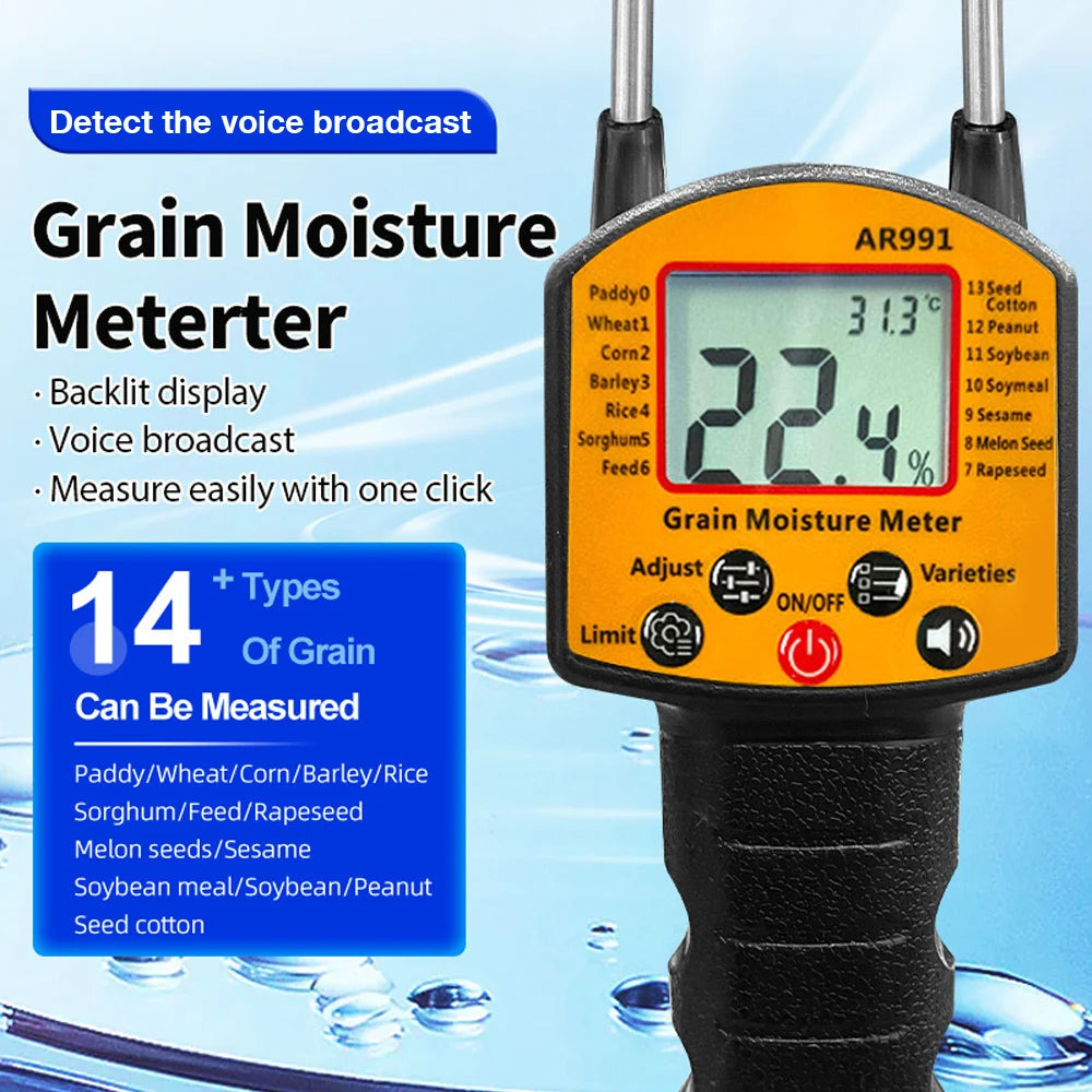Professional Digital Grain Moisture Meter &ndash; Backlit Display