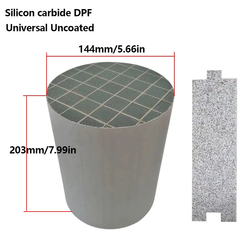 Silicon Carbide Diesel Dpf Filter With 144X203Mm Monolith For Automotive