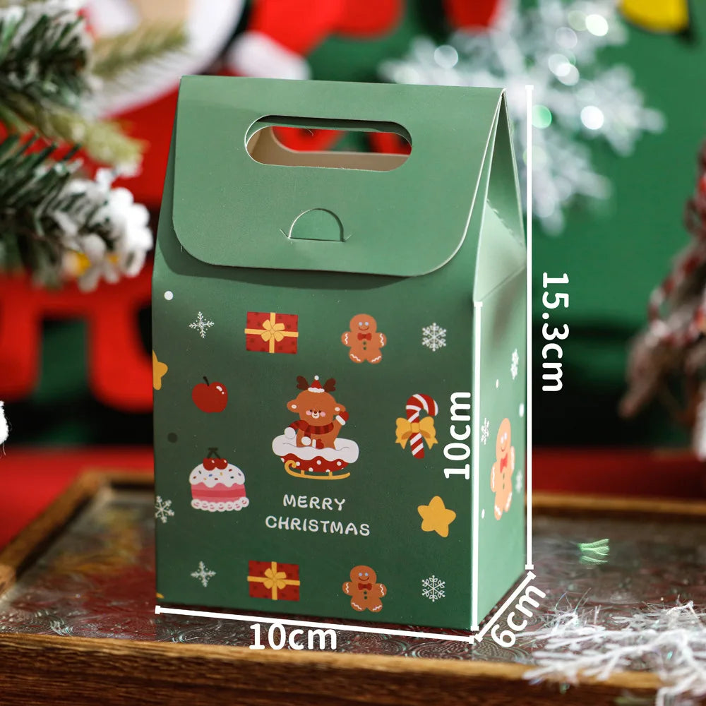 10pcs Colourful Christmas Gift Bags for Biscuits &amp; Treats Green (Bear) / 10pcs