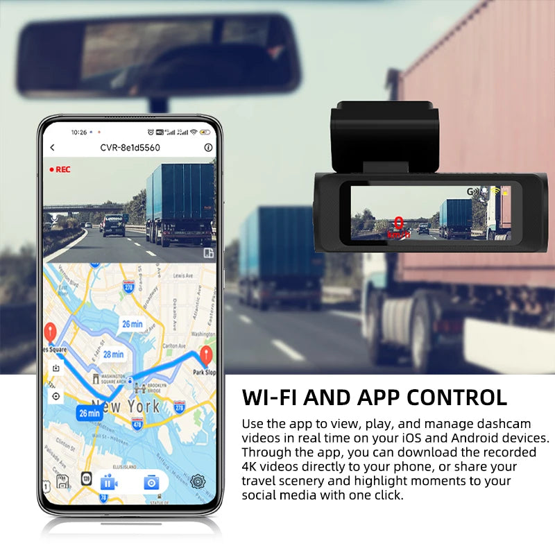ACCEO 4K Dashcam - Built In GPS WiFi Night Vision Loop