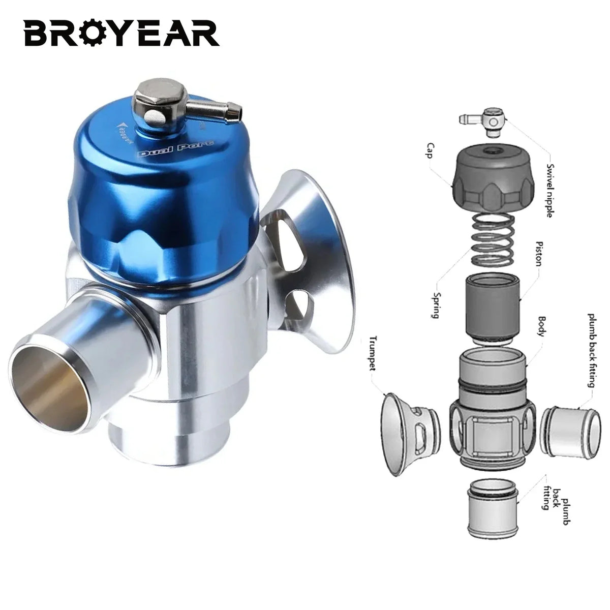 Dual Port Aluminum Blow Off Valve for Mitsubishi Lancer Evo 8 9 by InterCyprus Trading Ltd