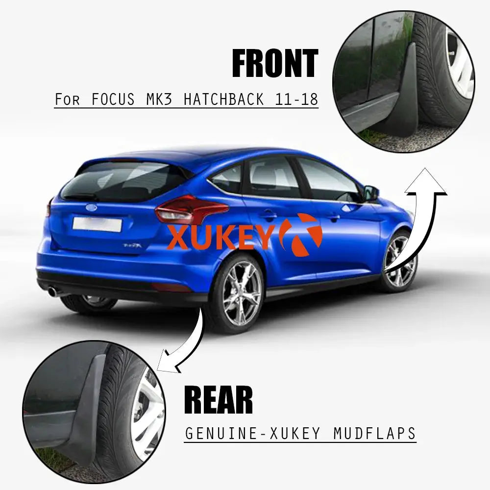 4pcs Fender Flares Car Mud Flaps Splash Guards Mudflaps for Ford Focus 3 MK3 Hatchback 2011 2012 2013 2014 2015 2016 2017 2018 by InterCyprus Trading Ltd