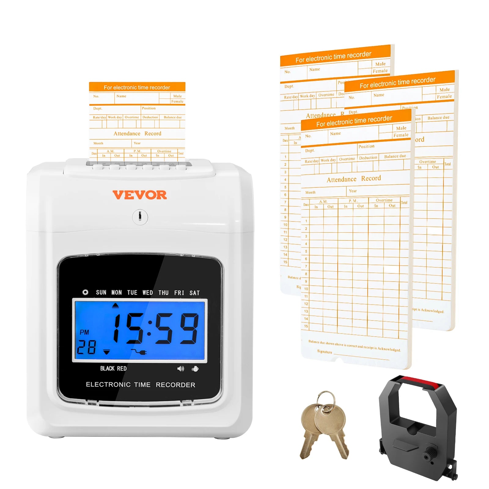 SucceBuy Punch Time Clock Time Clocks for Employees 6 Punches/Day Time ...
