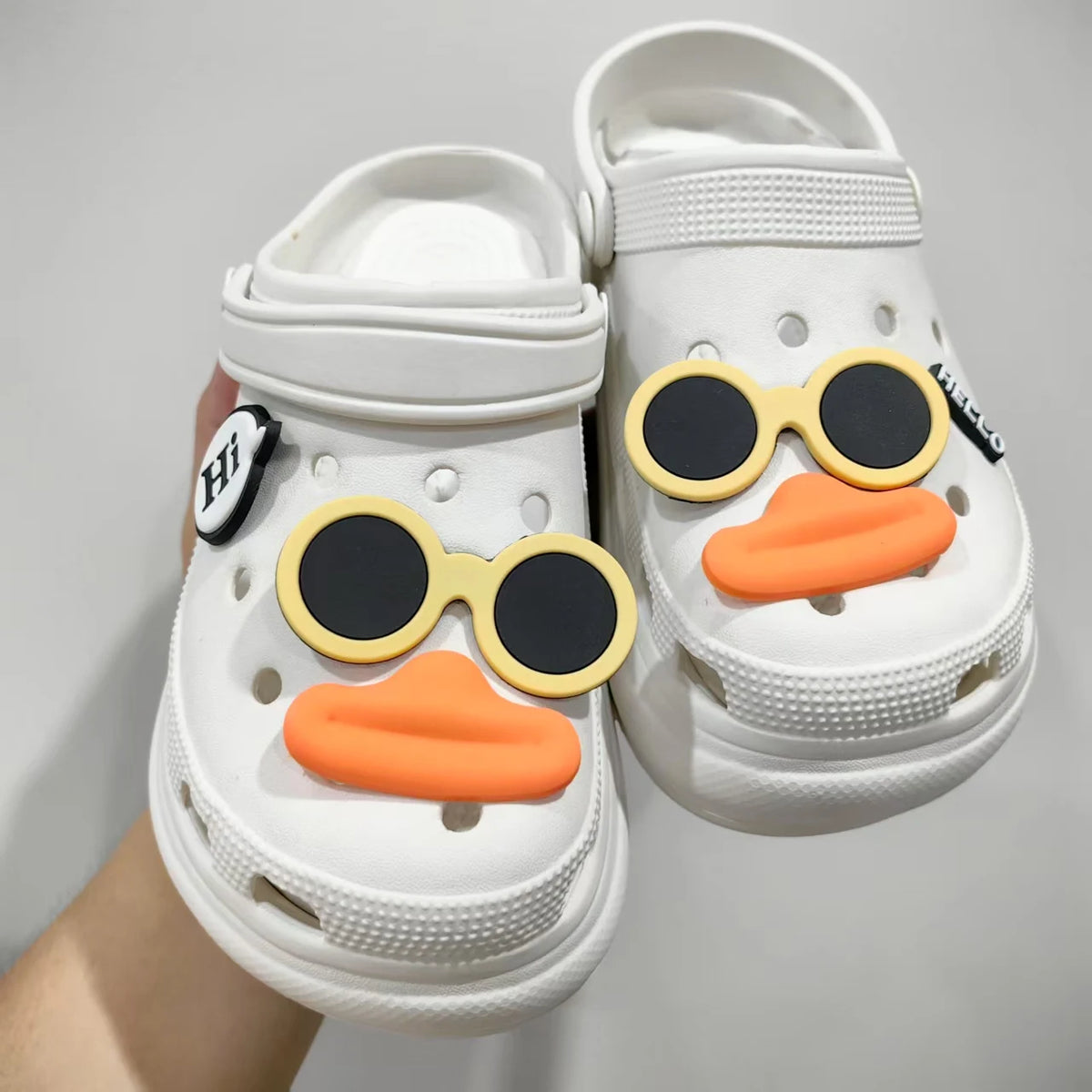 Funny Face PVC Sausage Mouth Charms Set for Clogs and Sandals Yellow / CHINA