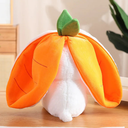 Creative Plush Carrot Rabbit Doll in Strawberry Bag - 35cm