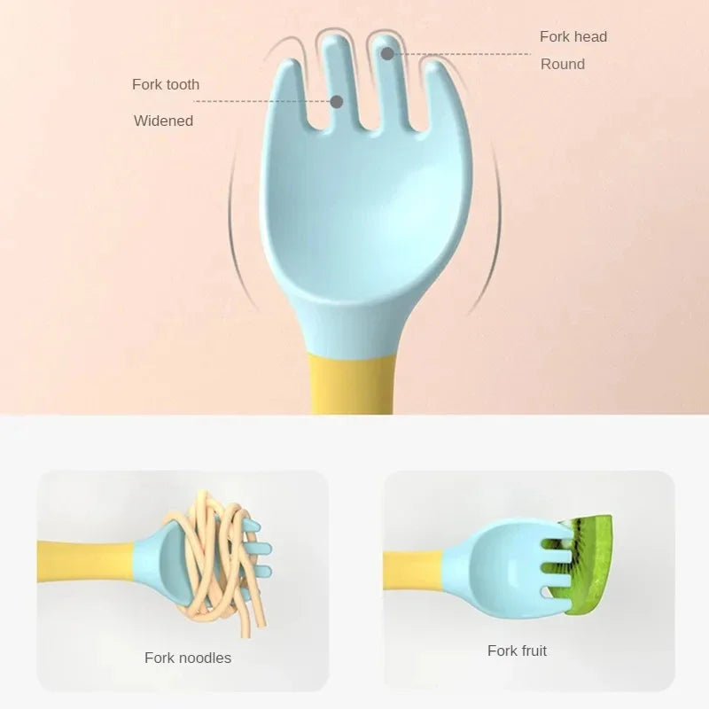 Bendable Baby Fork and Spoon Set for Easy Eating Training