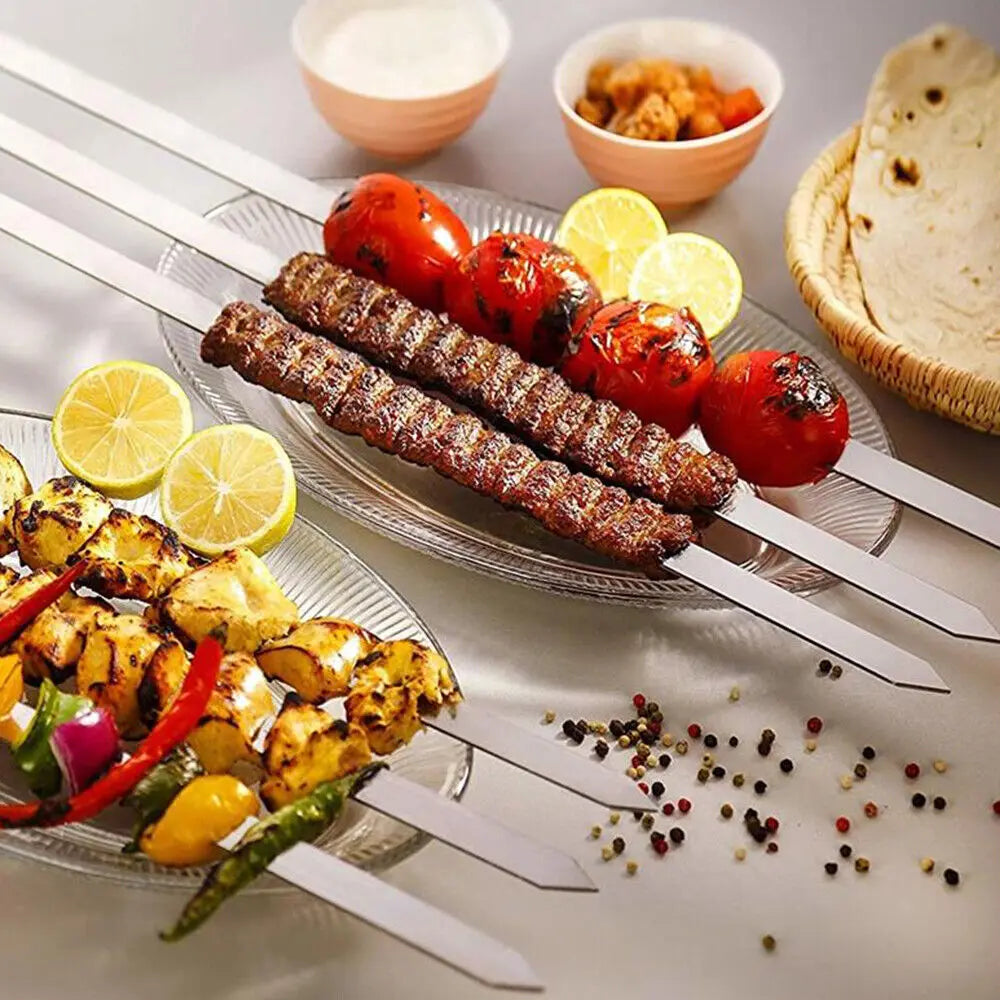 Premium 50cm Stainless Steel BBQ Skewers for Perfect Grilling