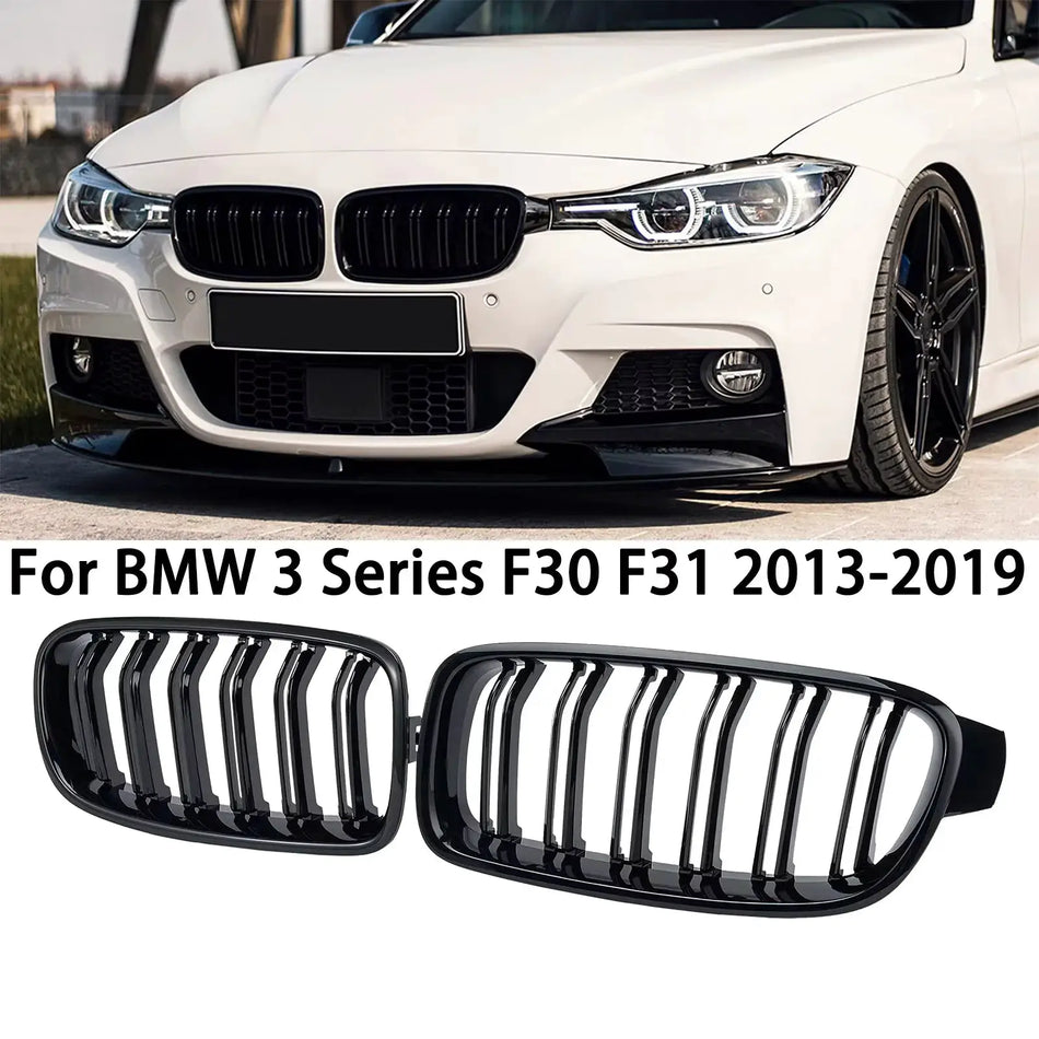 Car Front Bumper Racing Grille Grill For BMW 3 Series F30 F31 F35 330d 328i 335i 320d 340i 1Pair Double Slat Kidney Grills by InterCyprus Trading Ltd